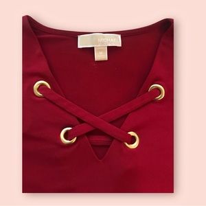 Michael Kors Red Top with Bell Sleeves